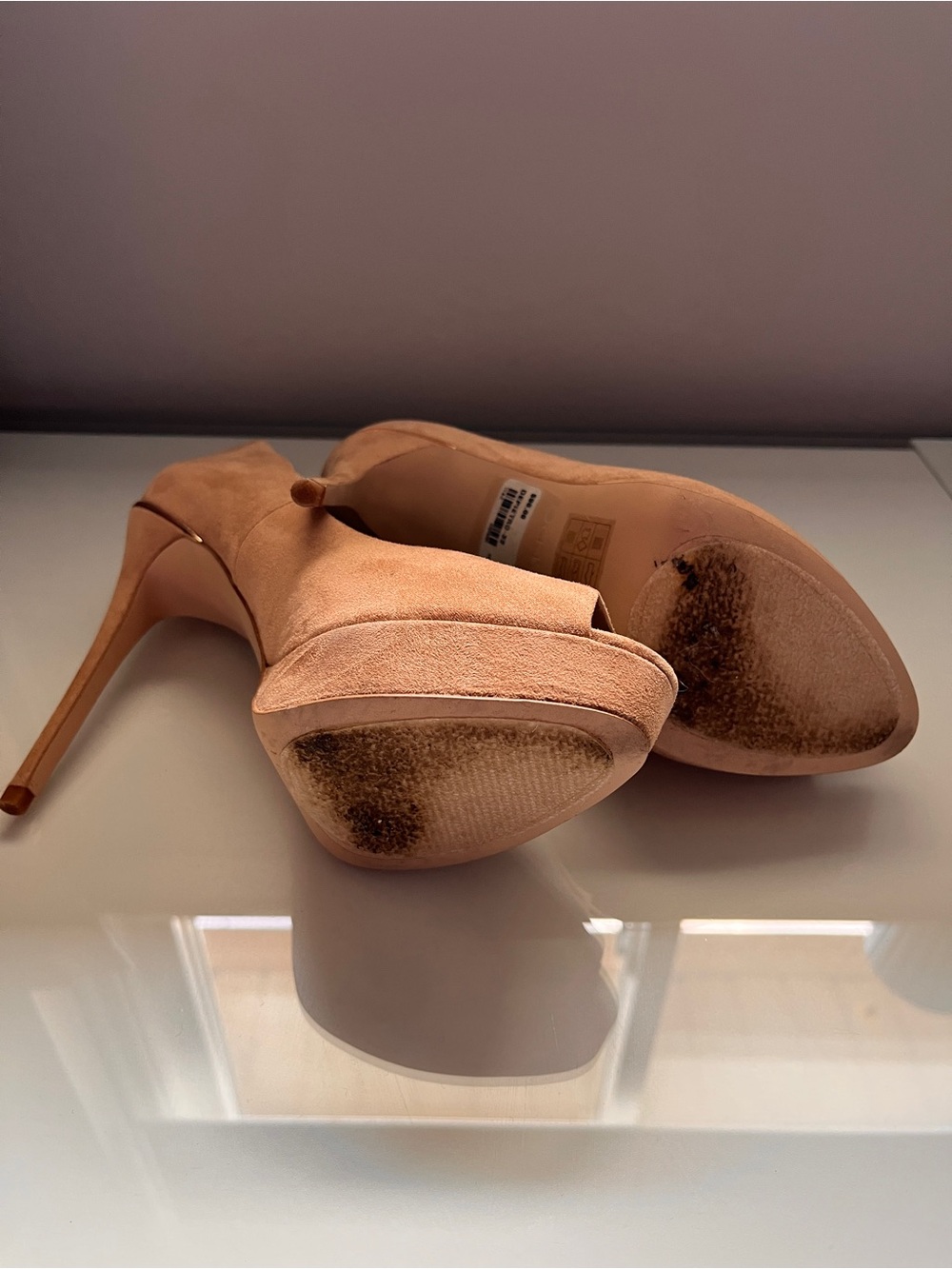 Aldo Beige Suede Peep-Toe Stiletto Heels - Picture 8 of 8
